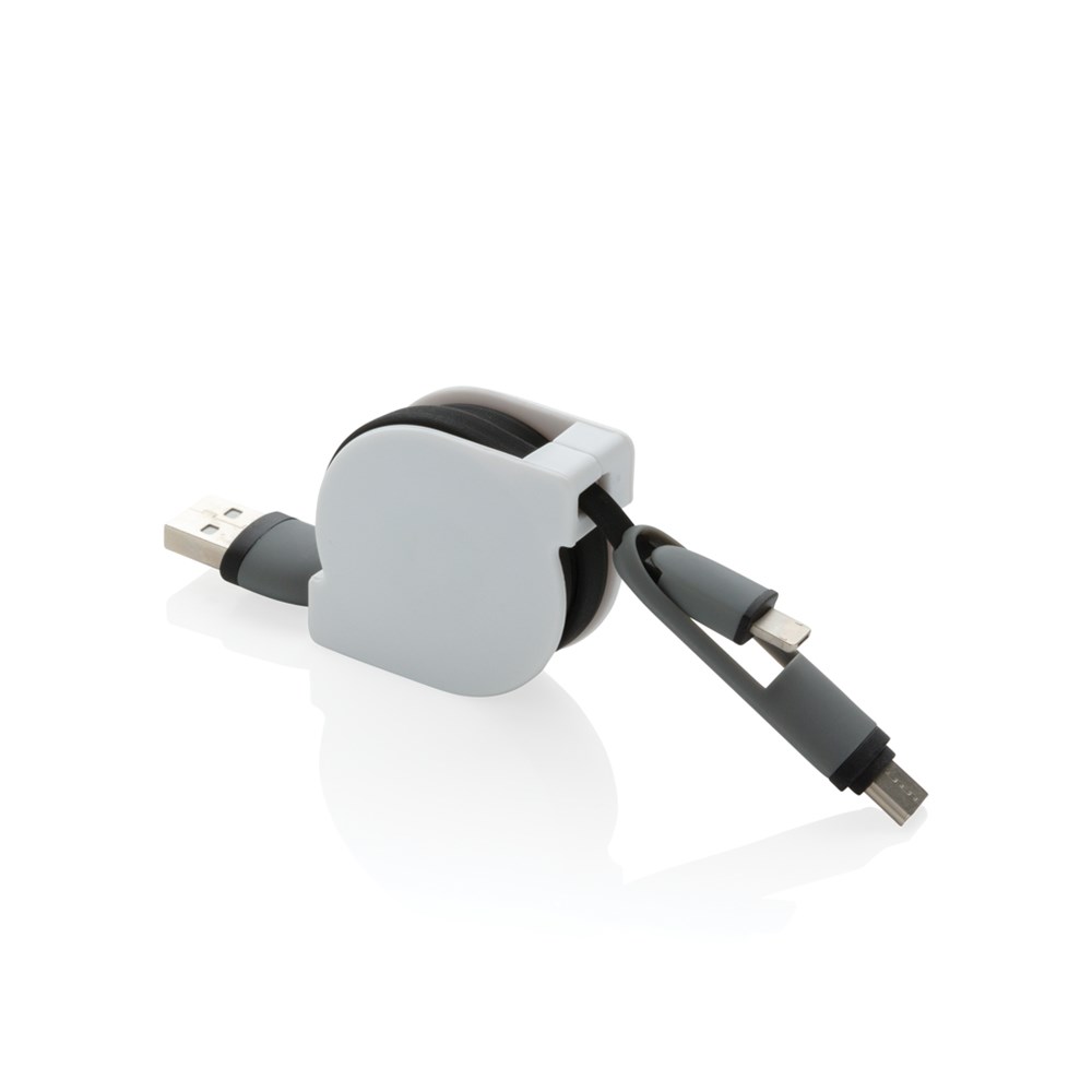 3-in-1 retractable cable - black (± PMS Black)