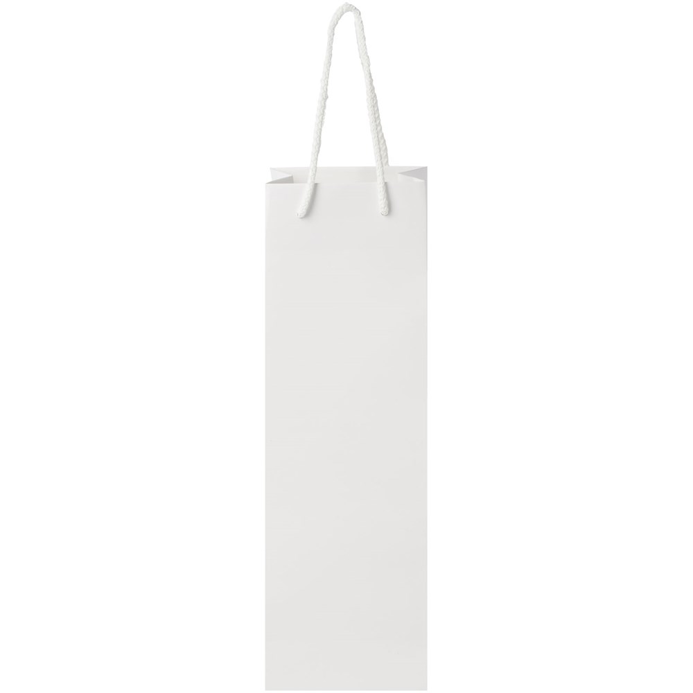 Handmade 170 g/m2 integra paper wine bottle bag with plastic cord handles - 12 x 9 x 37 cm