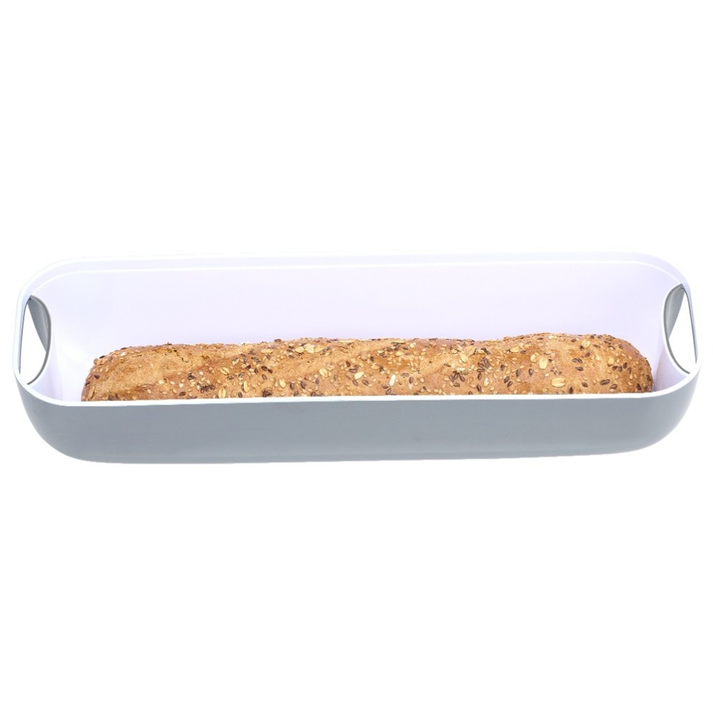 ALPINA Bread Box With Lid And Cutting Board- Grey