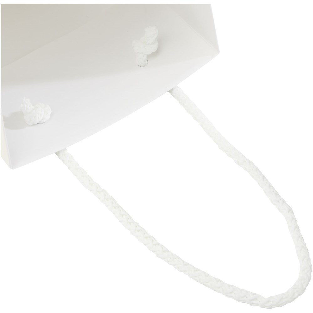 Handmade 170 g/m2 integra paper wine bottle bag with plastic cord handles - 12 x 9 x 37 cm