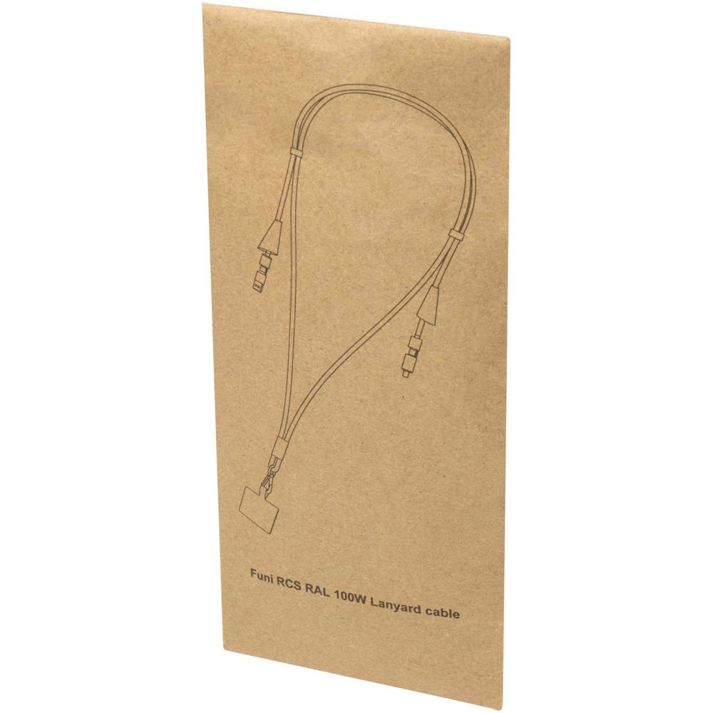 Funi recycled plastic smartphone lanyard with built-in data sync and 100W fast charge 5-in-1 cable