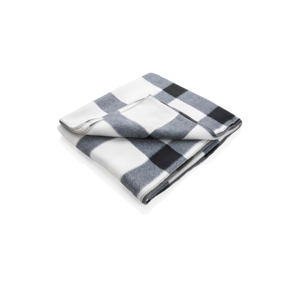 Soft plaid fleece blanket - white (± PMS White)